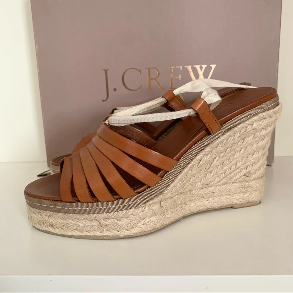 J. Crew leather espadrille wedge sandals Italy